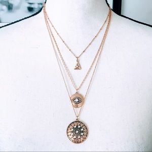 NEW! 3 STRAND CRYSTAL NECKLACE IN GOLDEN BRONZE